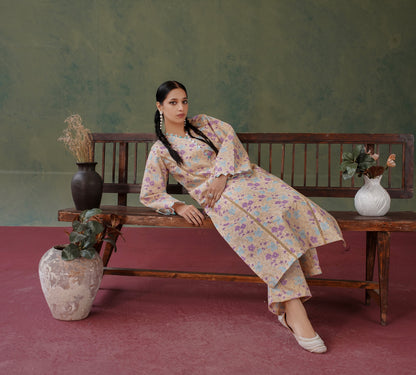 Blossom All over 2 Piece Lawn 537 - Waheed Javaid Collections