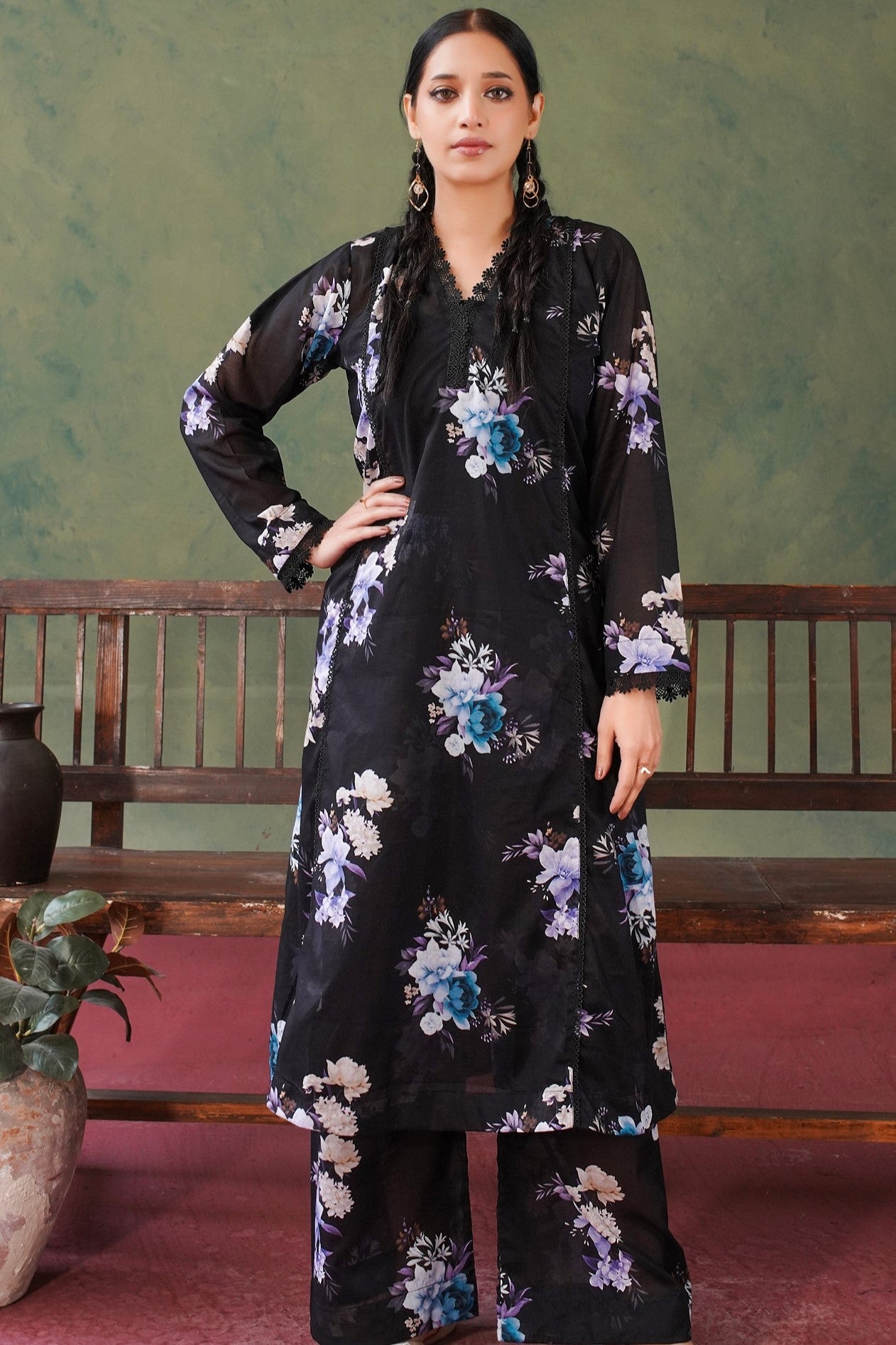 Blossom All over 2 Piece Lawn 539 - Waheed Javaid Collections