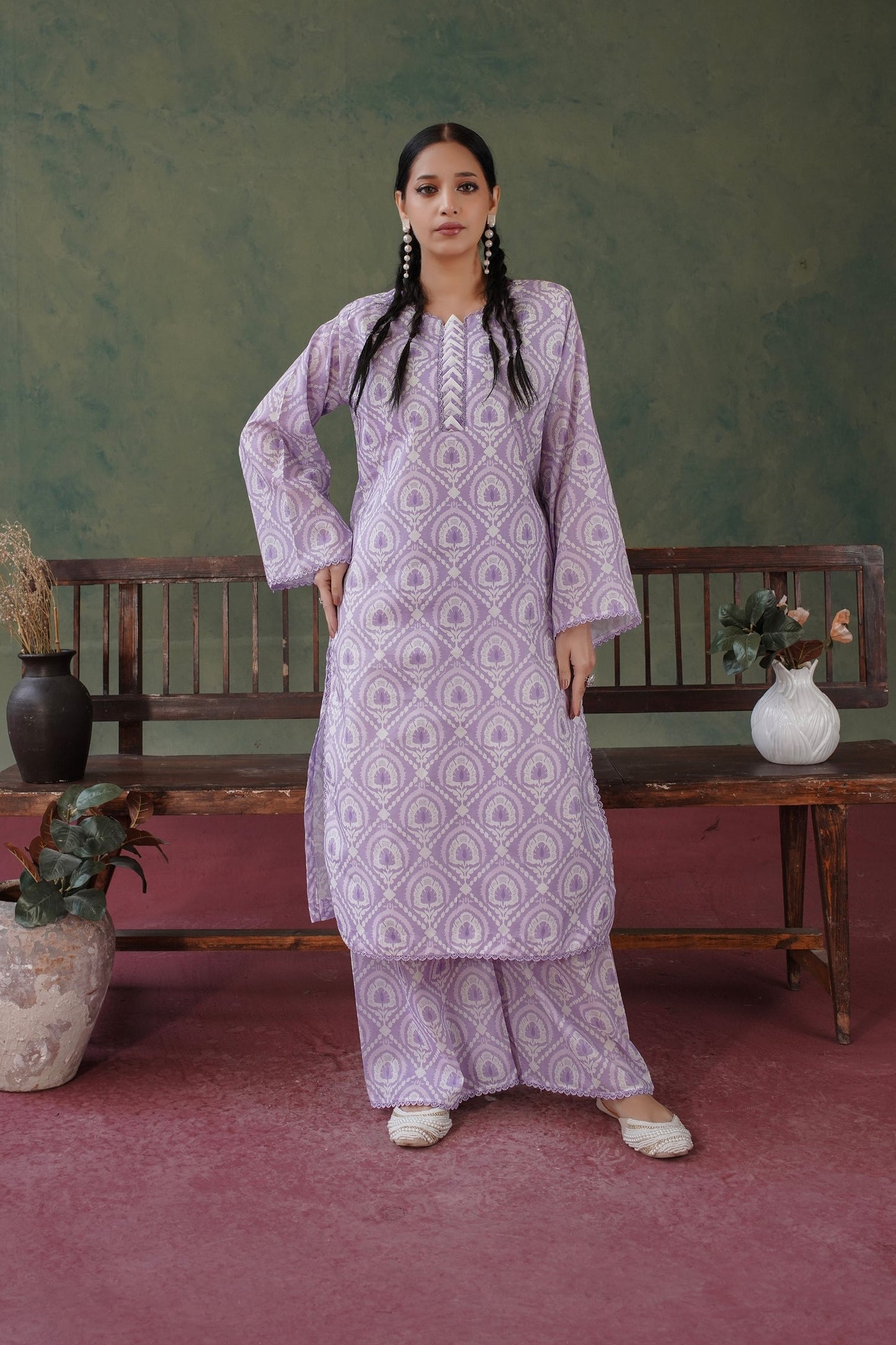 Blossom All over 2 Piece Lawn 540 - Waheed Javaid Collections