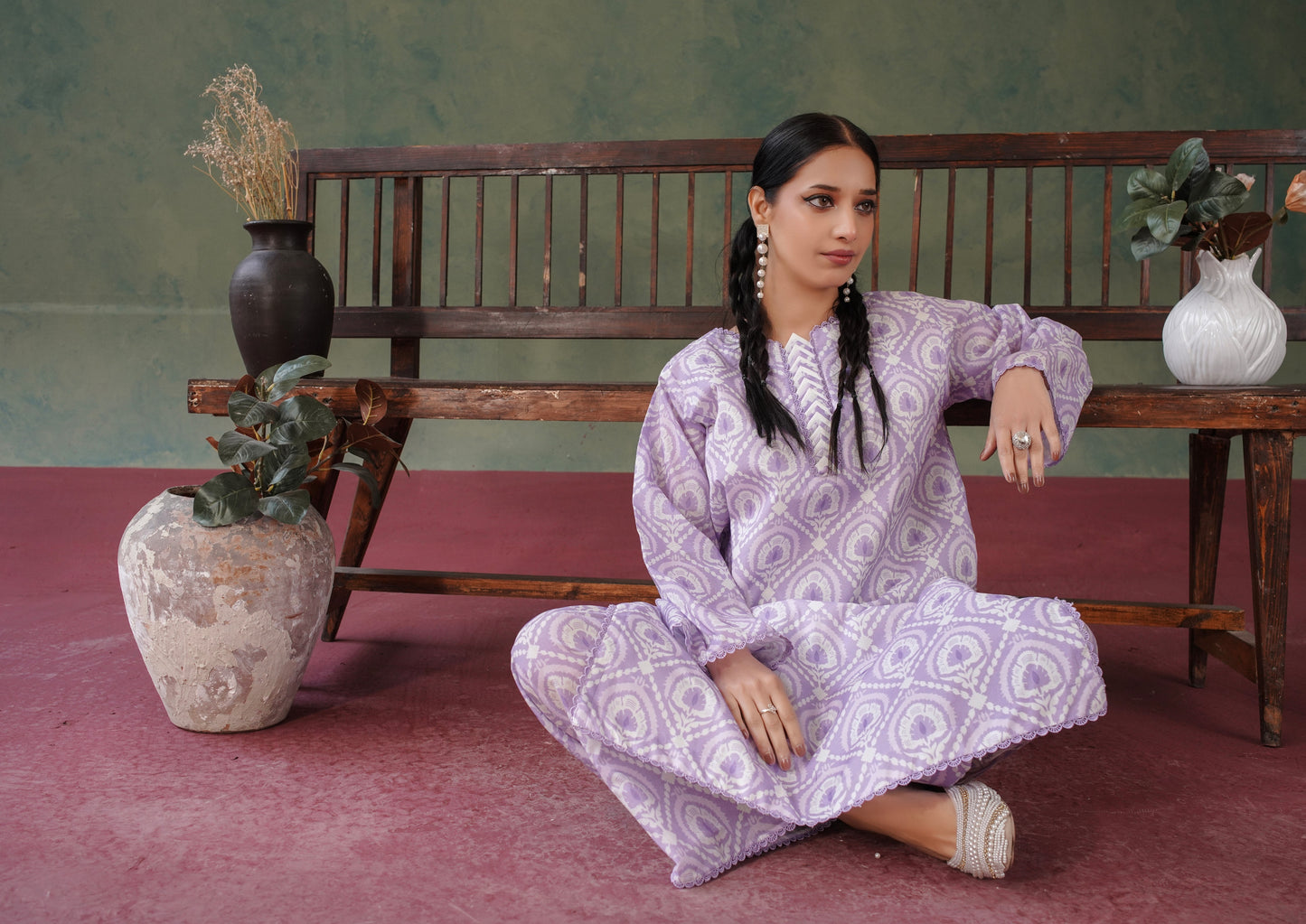 Blossom All over 2 Piece Lawn 540 - Waheed Javaid Collections