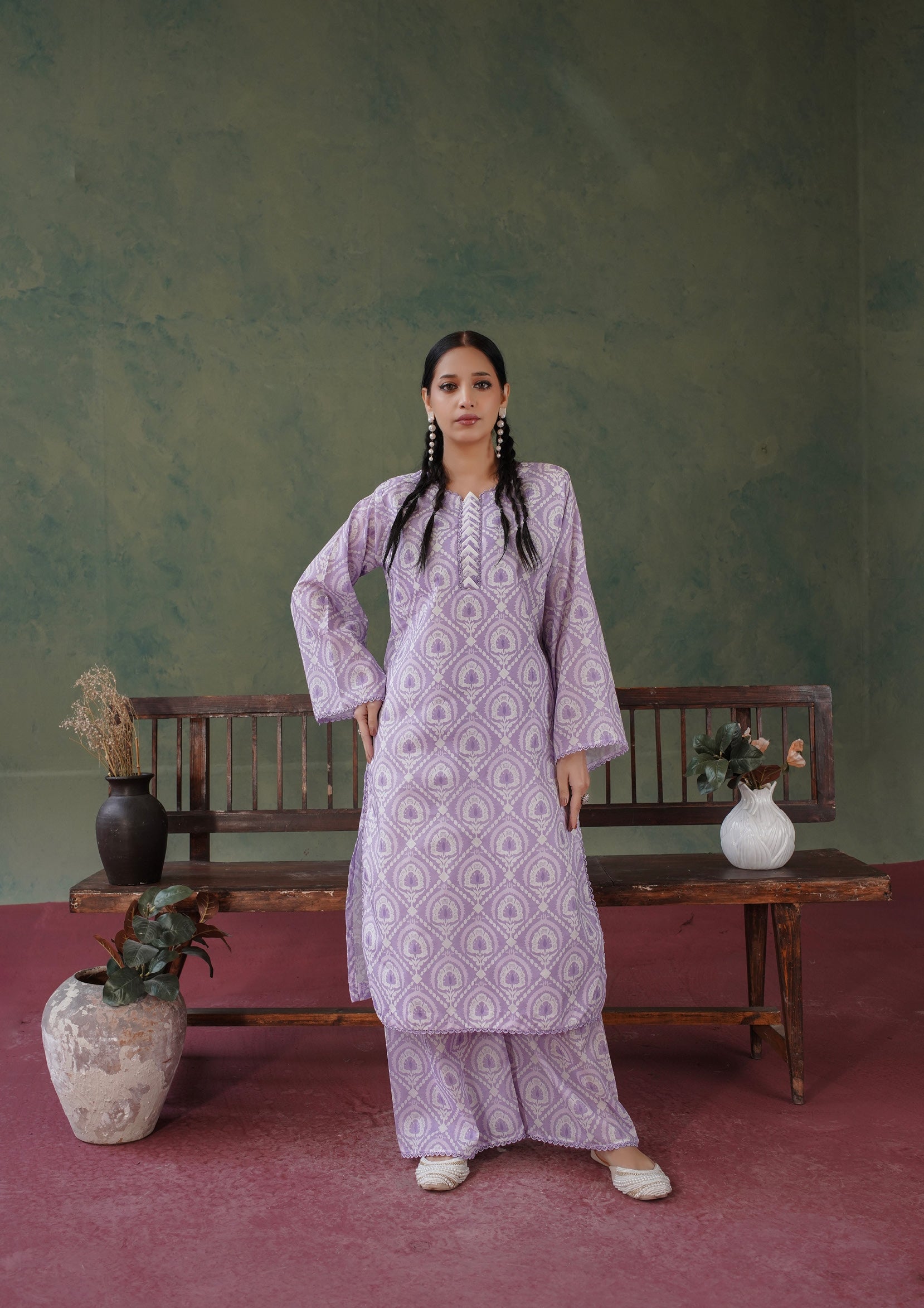 Blossom All over 2 Piece Lawn 540 - Waheed Javaid Collections