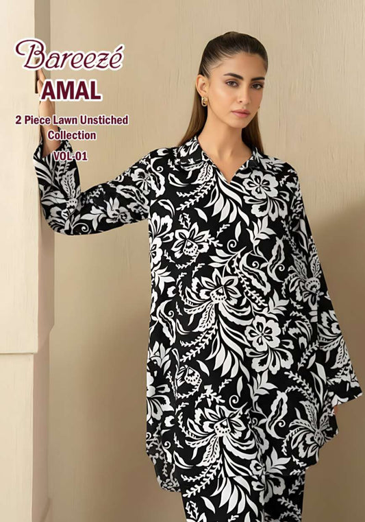 Breeze Premium High Quality Lawn 2 Piece Shirt & Trouser D#109 - Waheed Javaid Collections