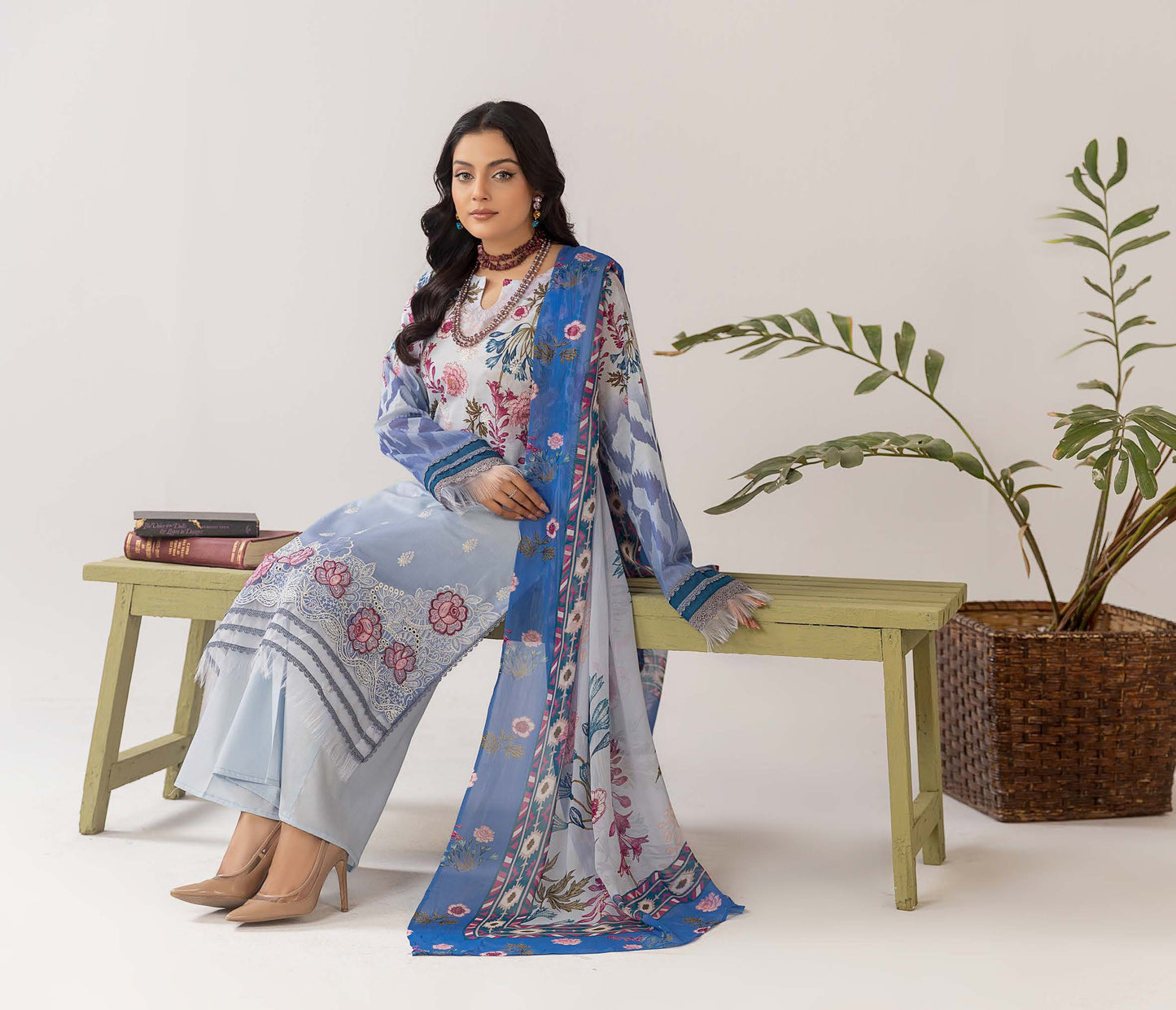 Cocktail Lawn Print Embroidered 3 Piece 01