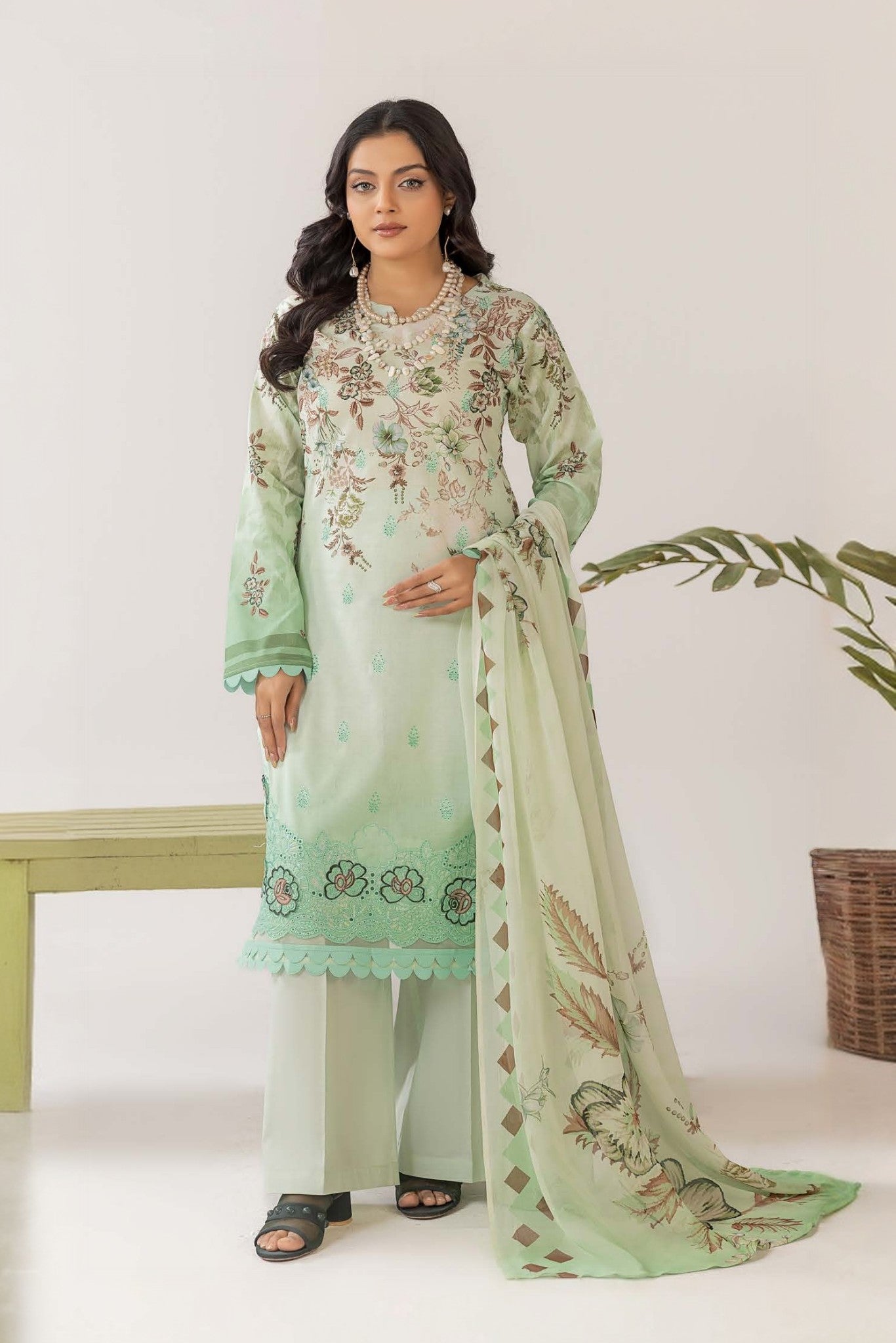Cocktail Lawn Print Embroidered 3 Piece 03