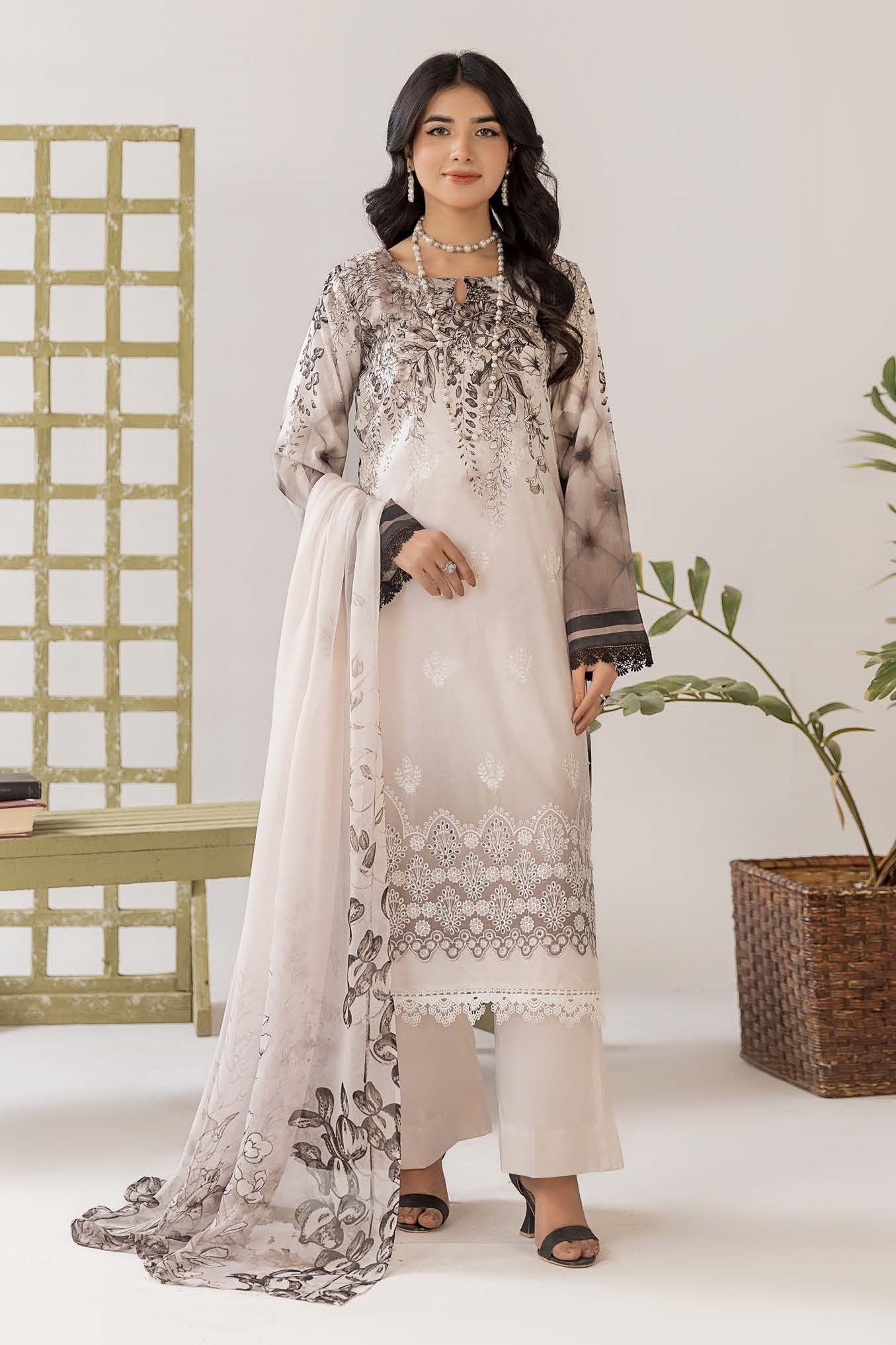 Cocktail Lawn Print Embroidered 3 Piece 04