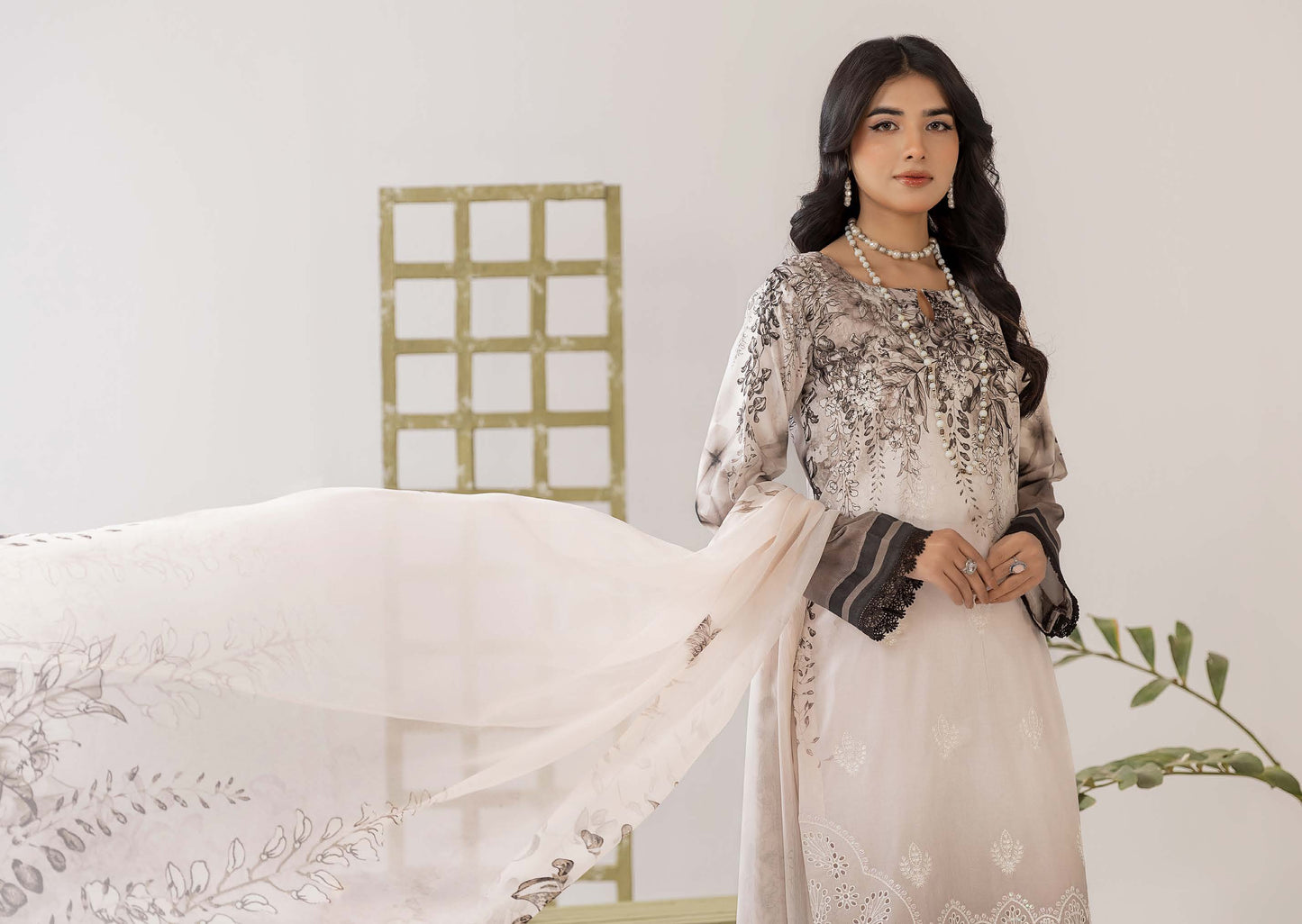 Cocktail Lawn Print Embroidered 3 Piece 04