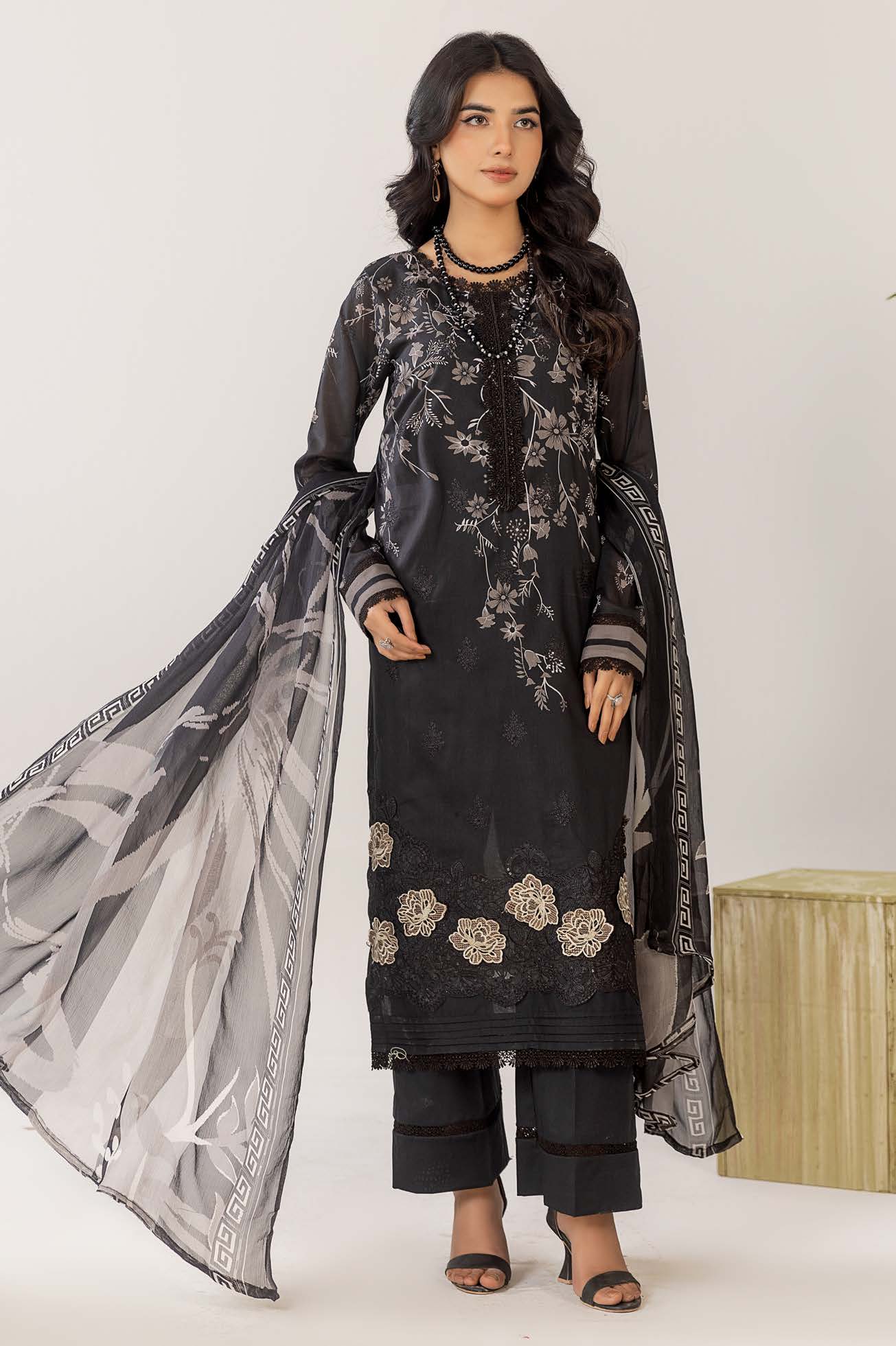 Cocktail Lawn Print Embroidered 3 Piece 05
