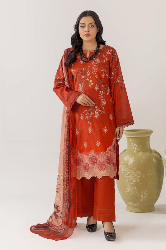 Cocktail Lawn Print Embroidered 3 Piece 07