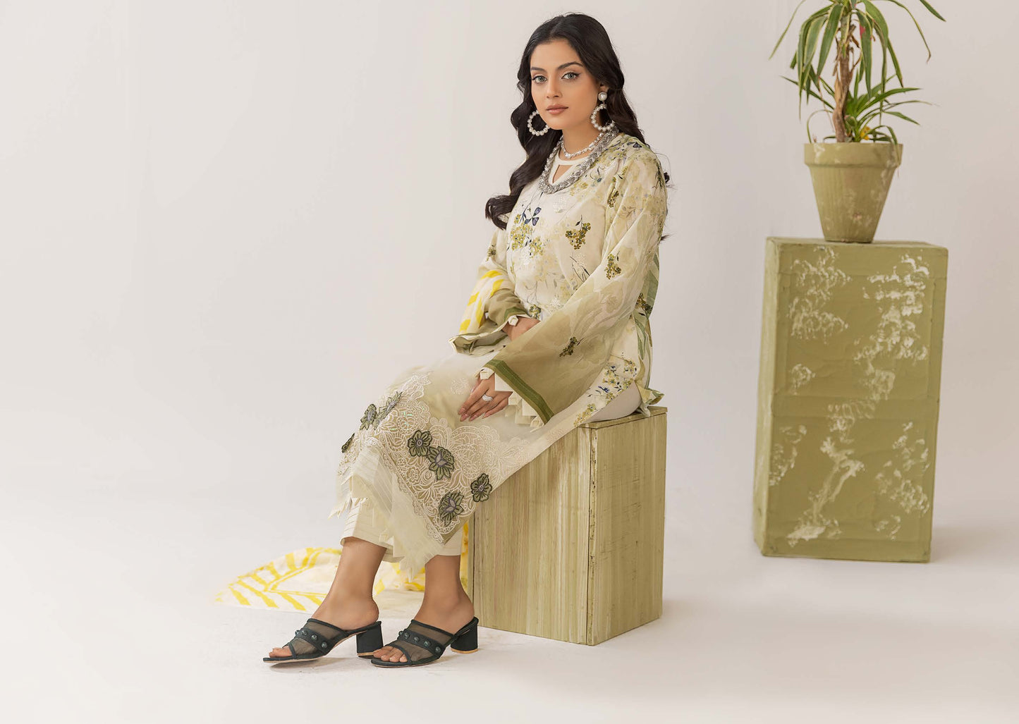 Cocktail Lawn Print Embroidered 3 Piece 09