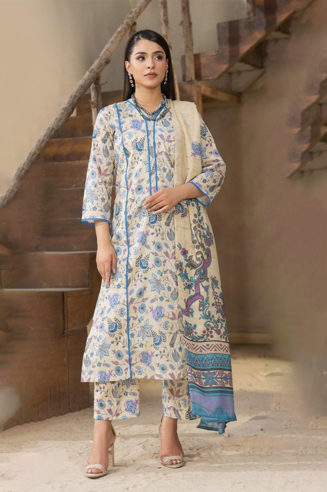 Coco Prints Lawn allover 3 Piece 08 - Waheed Javaid Collections