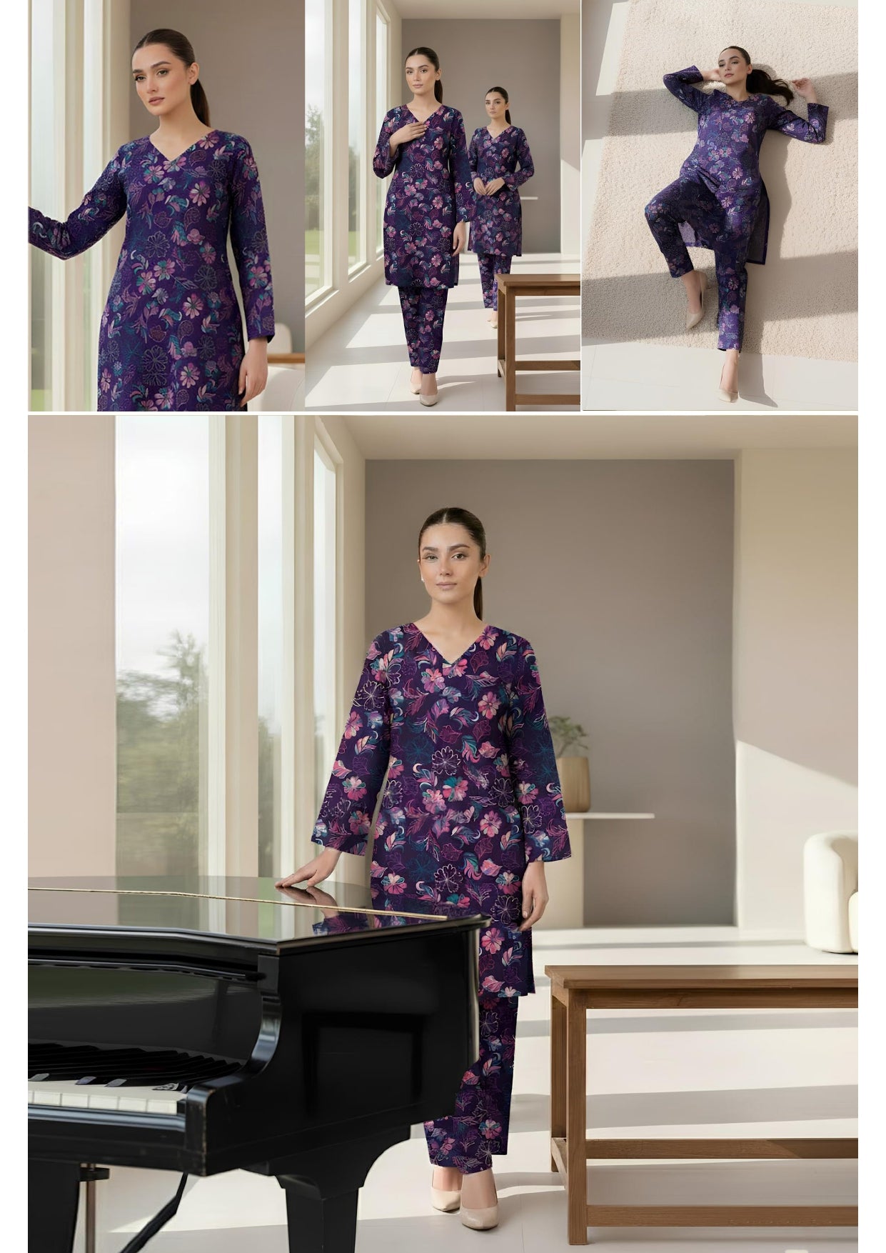 Breeze Premium High Quality Lawn 2 Piece Shirt & Trouser D#202 - Waheed Javaid Collections