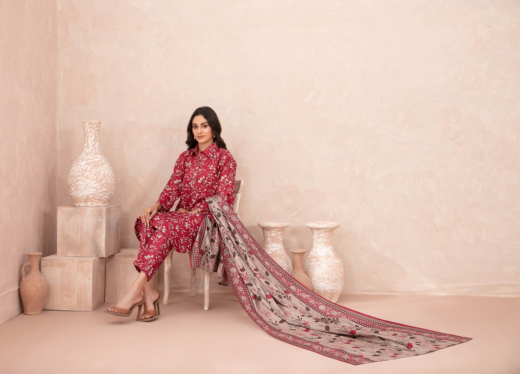 (Nazli Tawakkal Premium High Quality Khaddar Printed 3 Piece D#47 - Waheed Javaid Collections