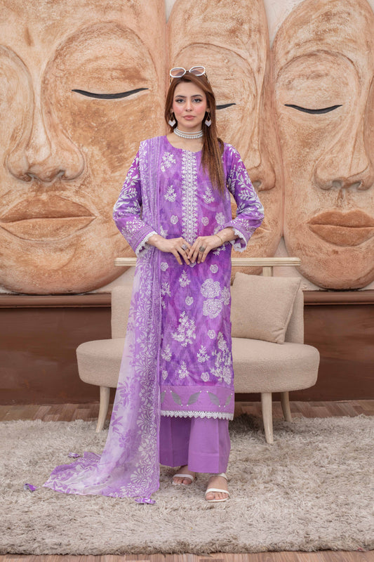 Elaris Embroidered Lawn 3 Piece A-08
