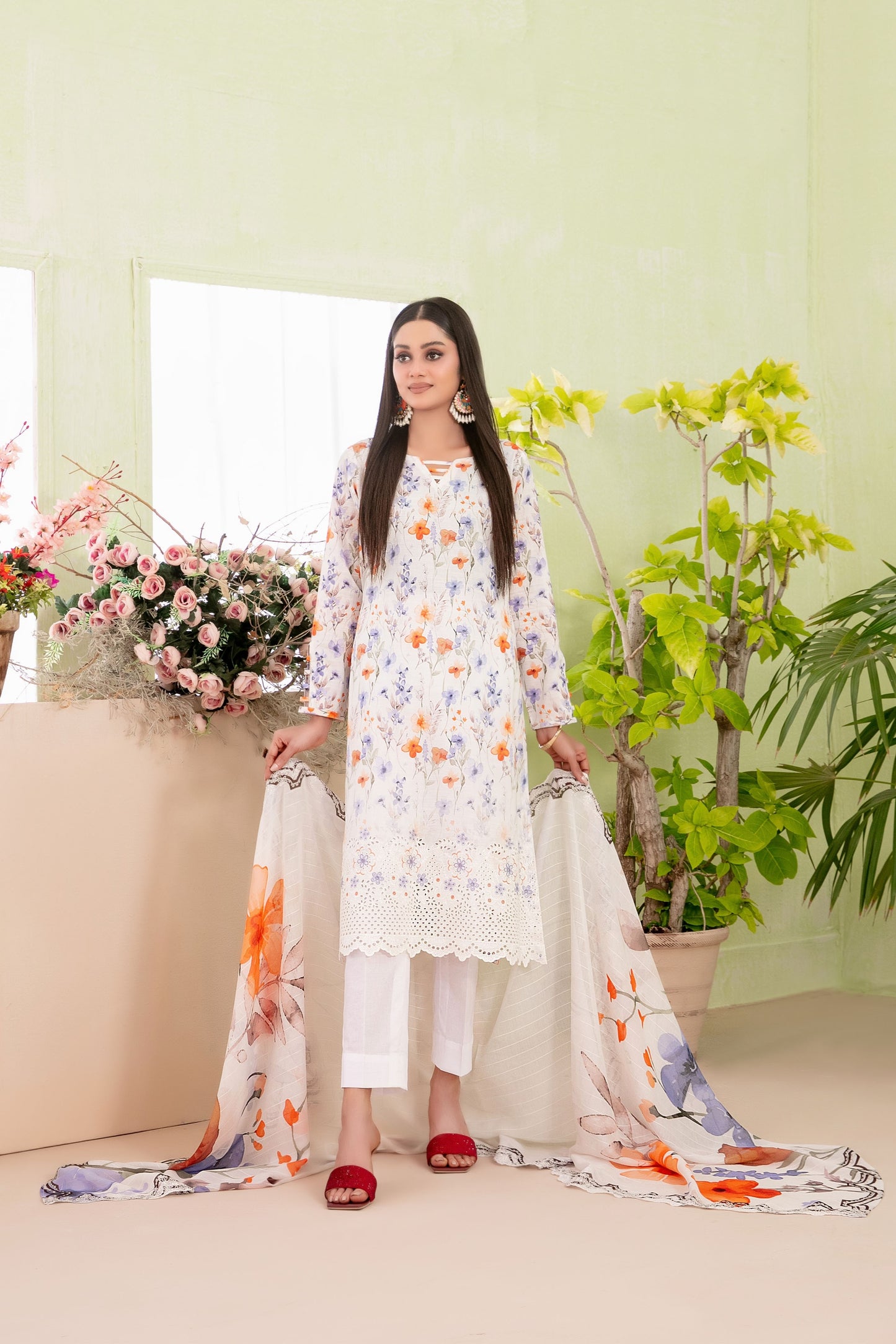 Erva Embroidered Lawn 3 Piece D-1715 - Waheed Javaid Collections