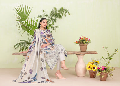 Erva Embroidered Lawn 3 Piece D-1718