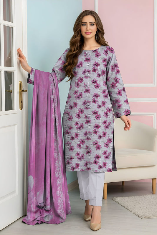 Lotus Embroidered + Printed Doria Lawn 3 Piece 05