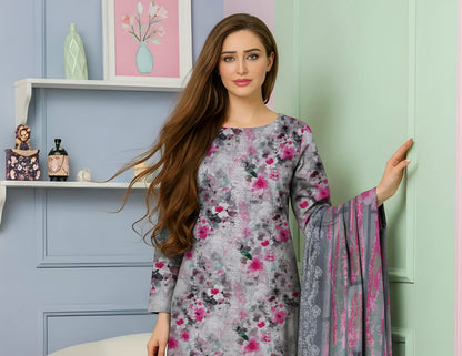 Lotus Embroidered + Printed Doria Lawn 3 Piece 08