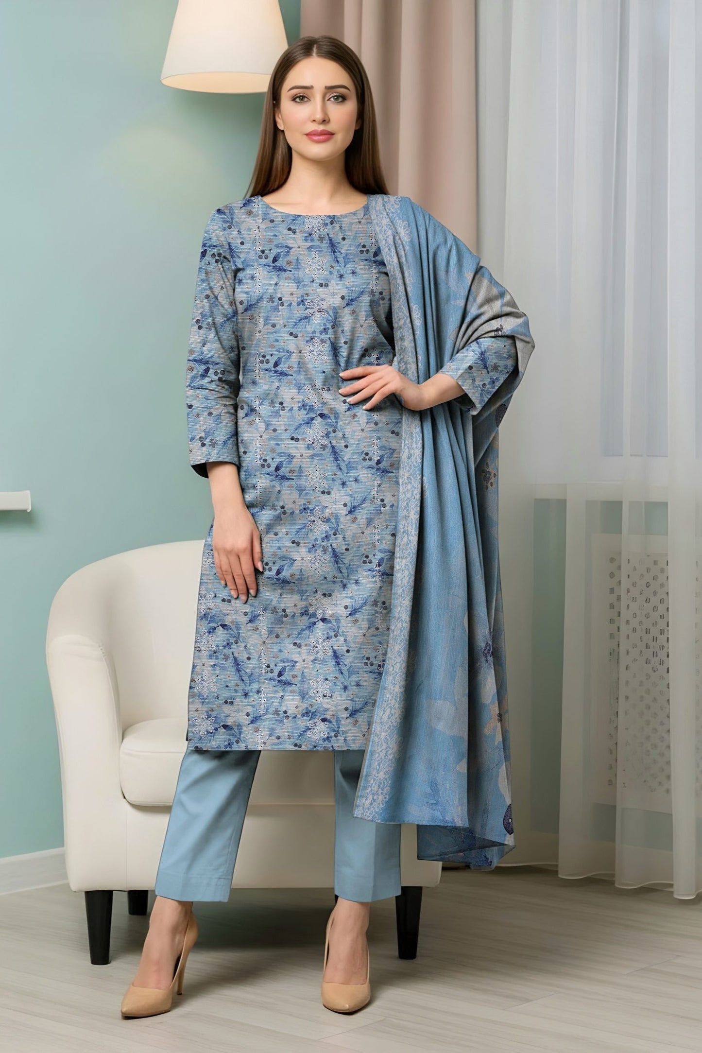 Lotus Embroidered + Printed Doria Lawn 3 Piece 10