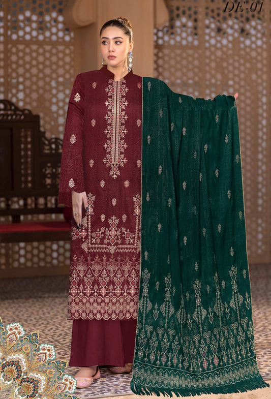 Noorain Peach Leather Collection Embroidered Luxury V5 / D-4