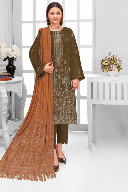 Noorain Peach Leather Collection Embroidered Luxury V8 / D-5