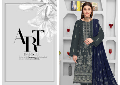 Noorain Peach Leather Collection Embroidered Luxury V8 / D-6