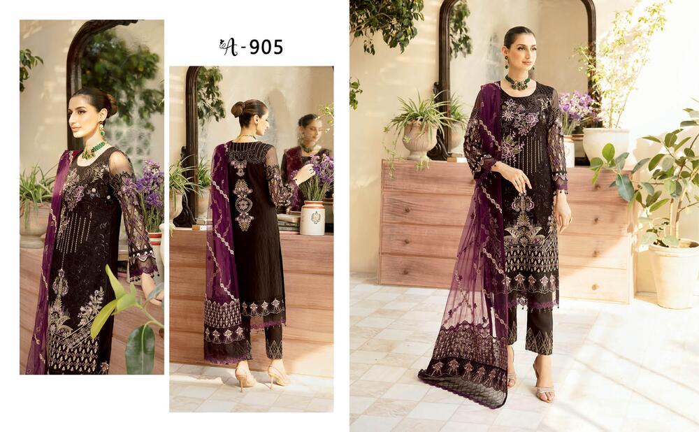 Ramsha Chevron Chiffon Vol-09 A-905 - Waheed Javaid Collections