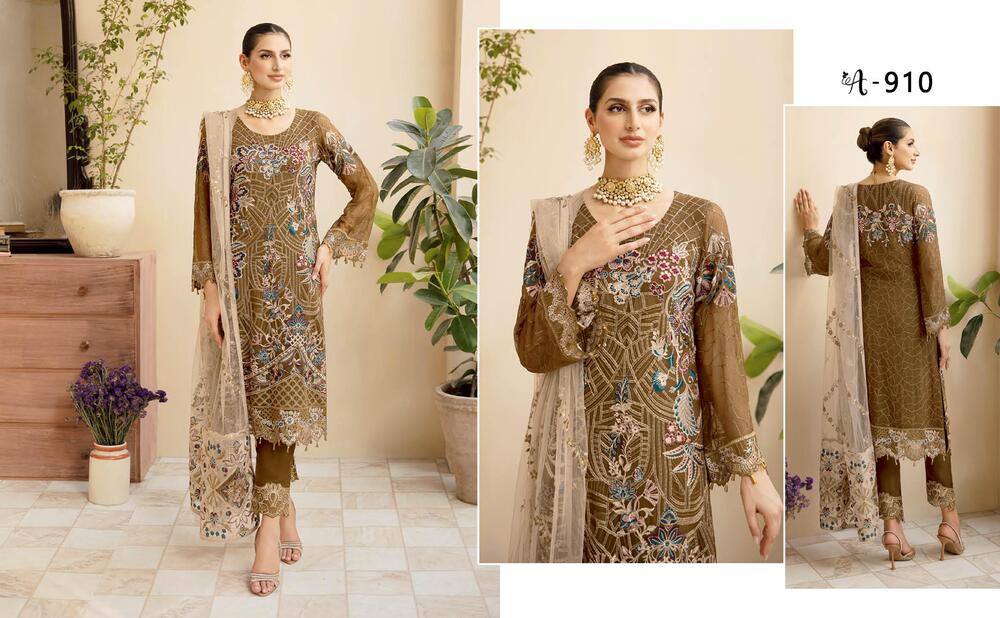 Ramsha Chevron Chiffon Vol-09 A-910 - Waheed Javaid Collections