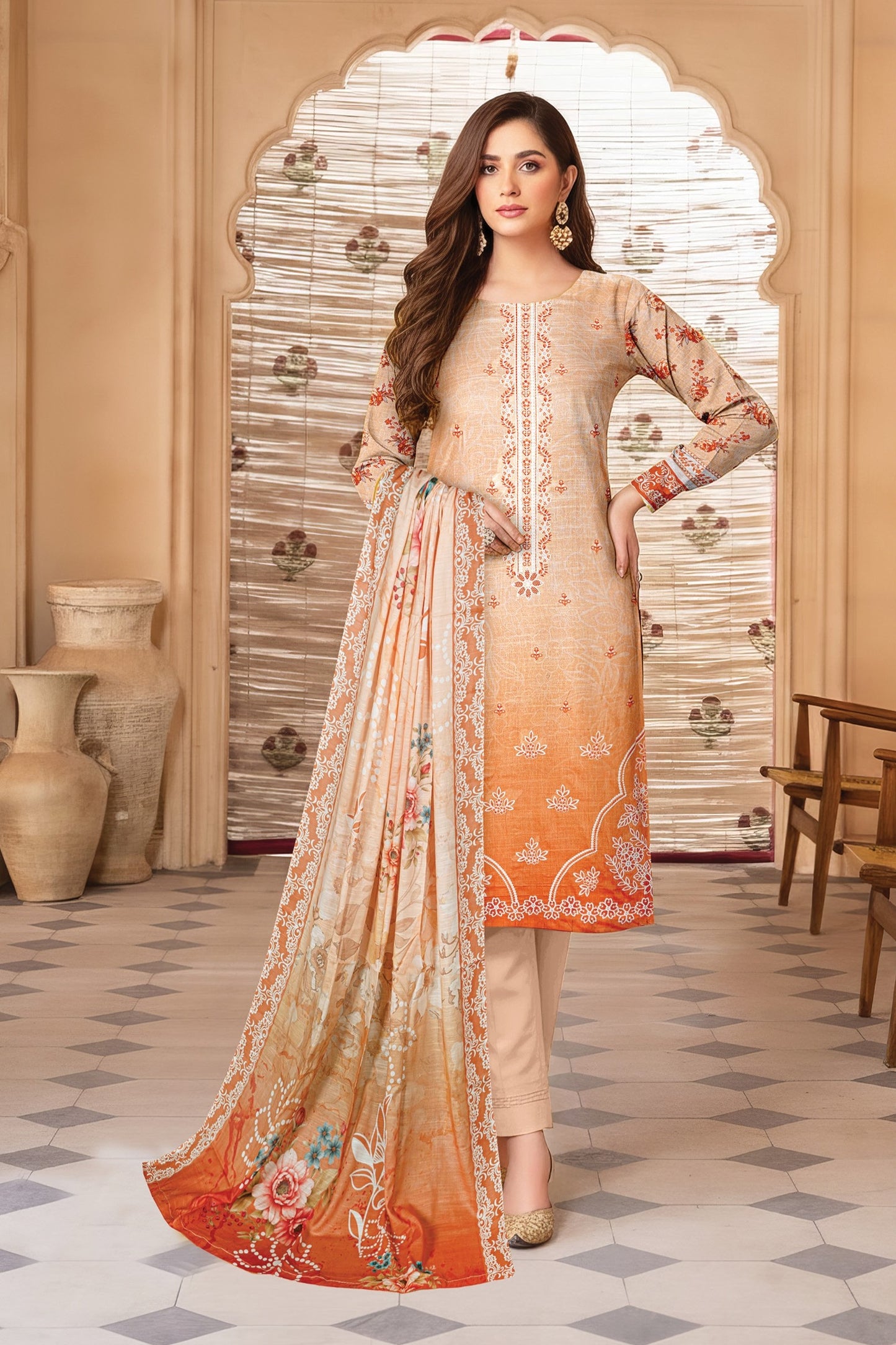 Pretty Girl RangNoor Lawn Embroidered 3 Piece 07 - Waheed Javaid Collections