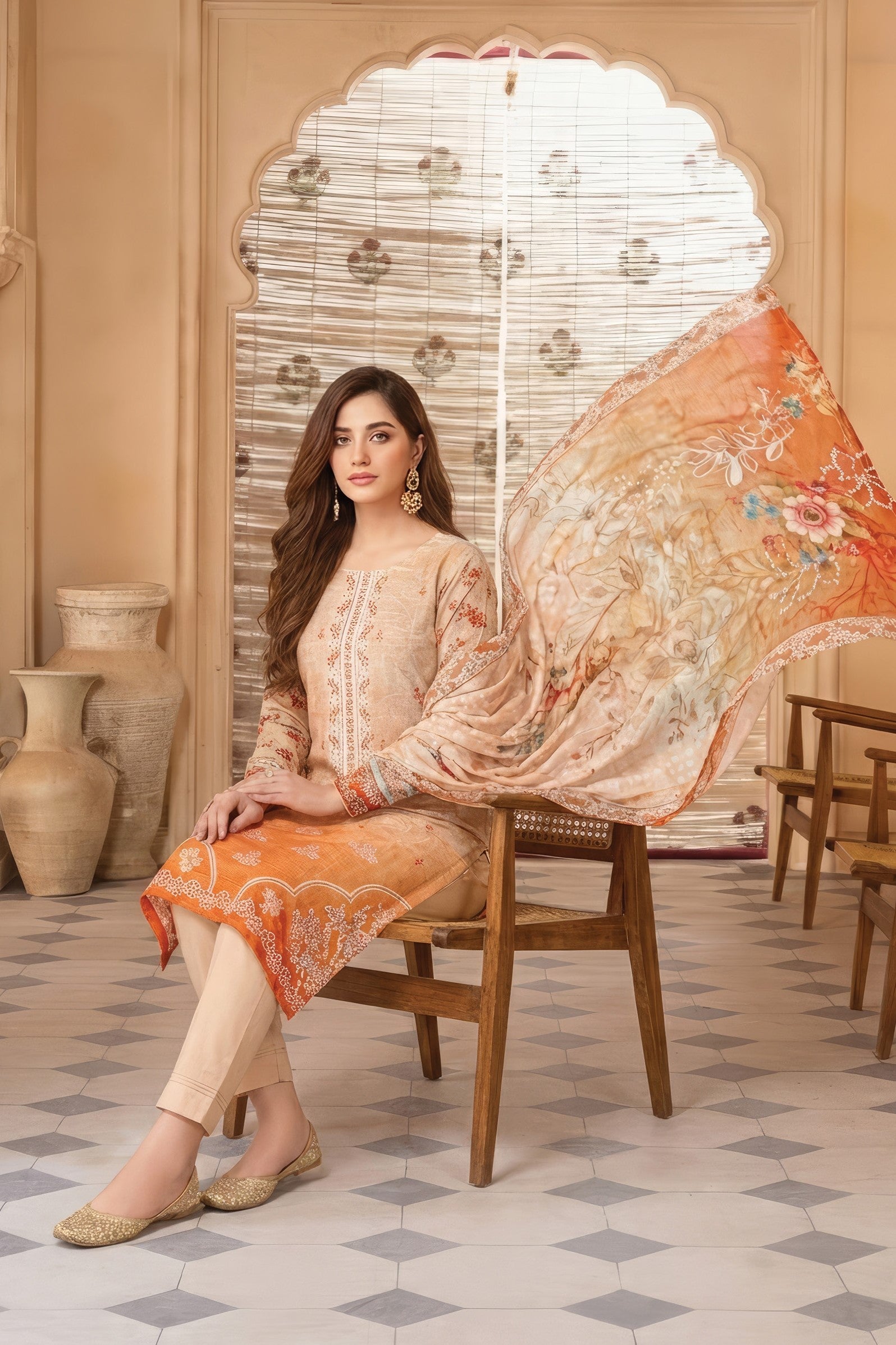 Pretty Girl RangNoor Lawn Embroidered 3 Piece 07 - Waheed Javaid Collections