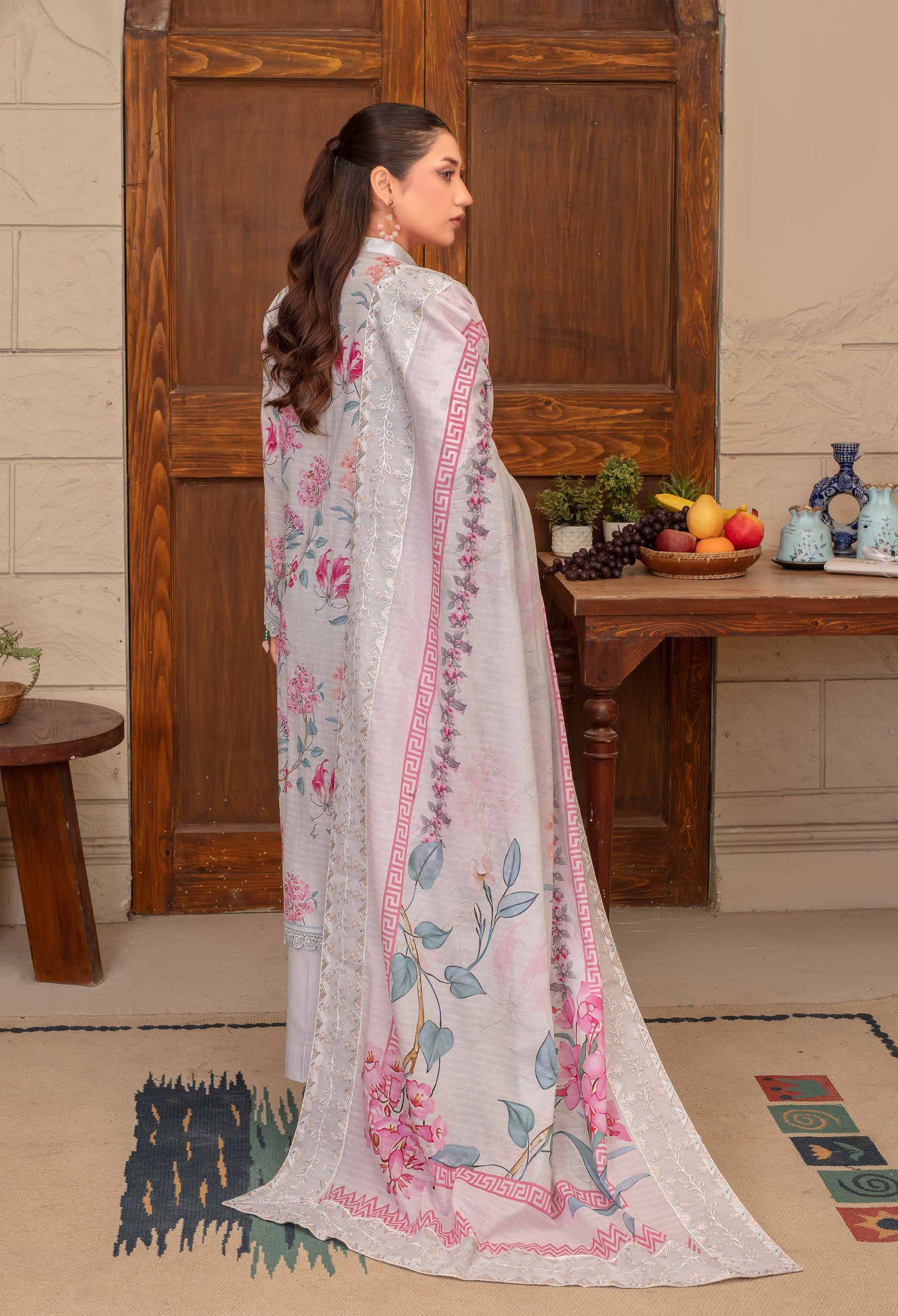 Riwayat by RangRaiz Lawn Embroidered 3 Piece A-01 - Waheed Javaid Collections