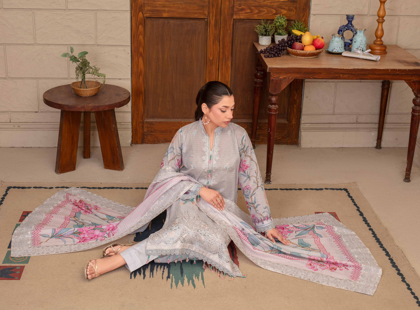 Riwayat by RangRaiz Lawn Embroidered 3 Piece A-01 - Waheed Javaid Collections