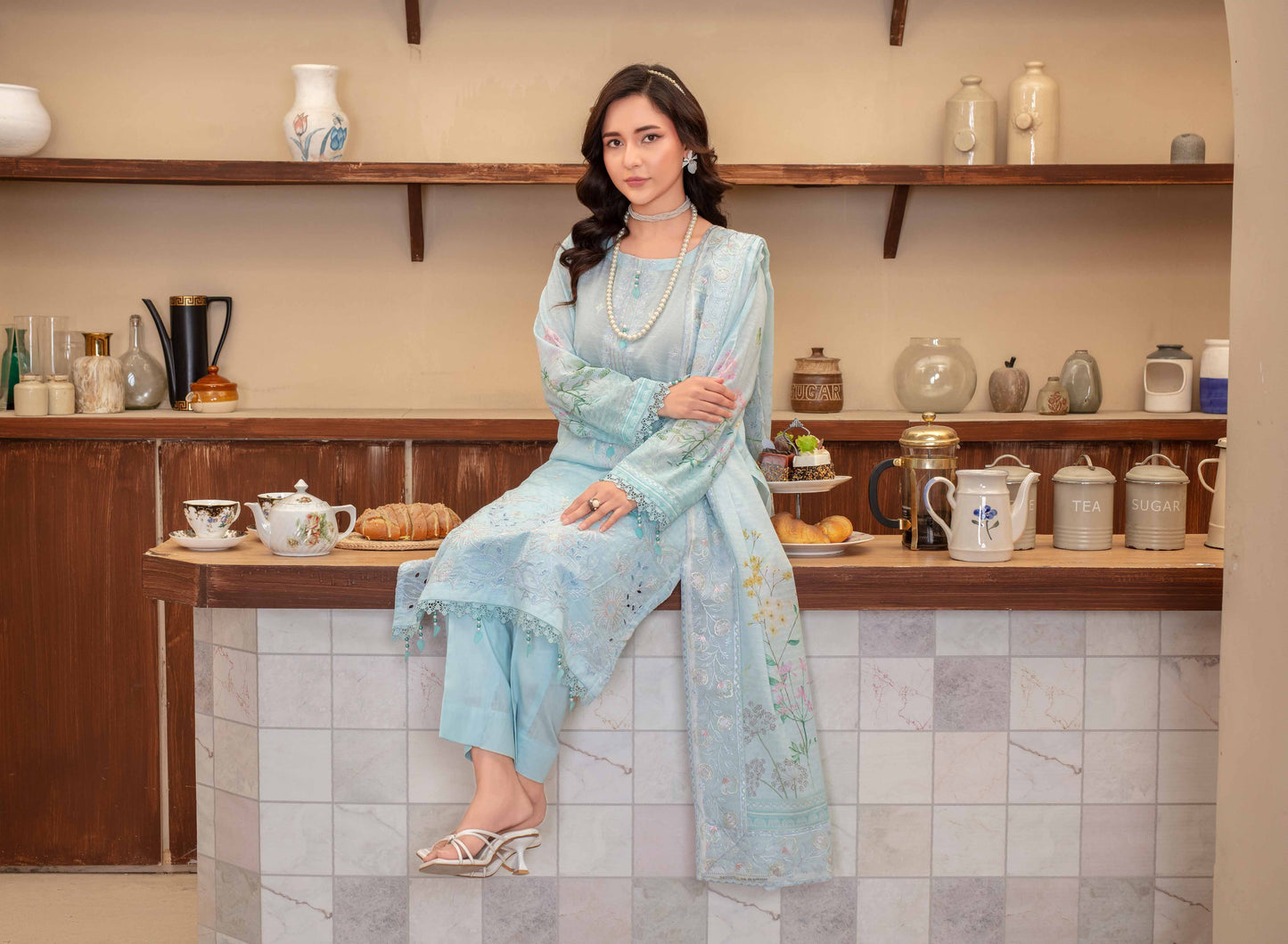 Riwayat by RangRaiz Lawn Embroidered 3 Piece A-02 - Waheed Javaid Collections