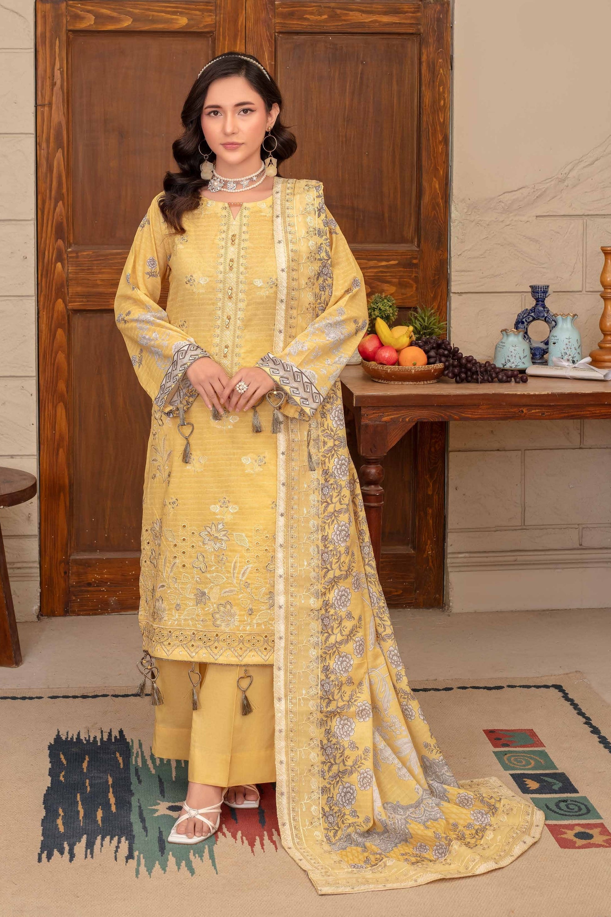 Riwayat by RangRaiz Lawn Embroidered 3 Piece A-03 - Waheed Javaid Collections