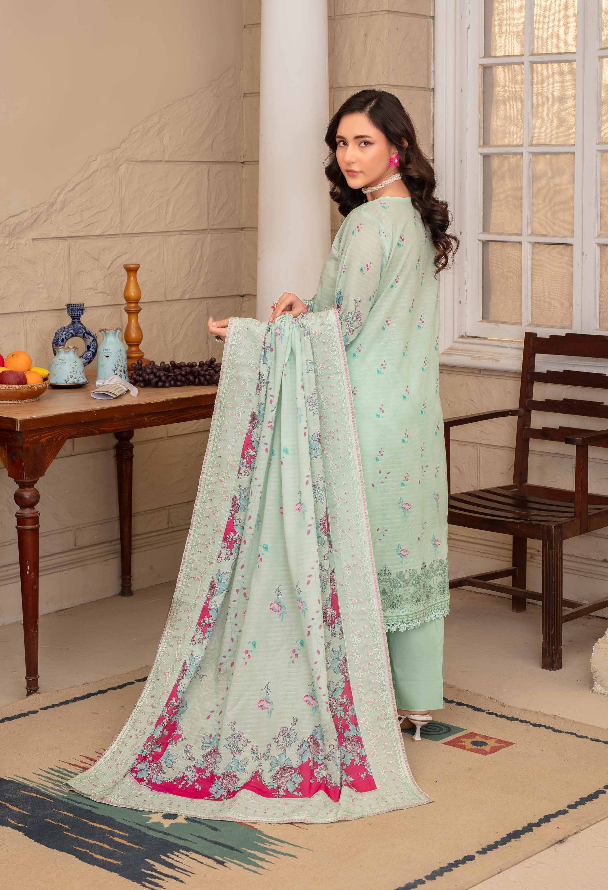 Riwayat by RangRaiz Lawn Embroidered 3 Piece A-04 - Waheed Javaid Collections