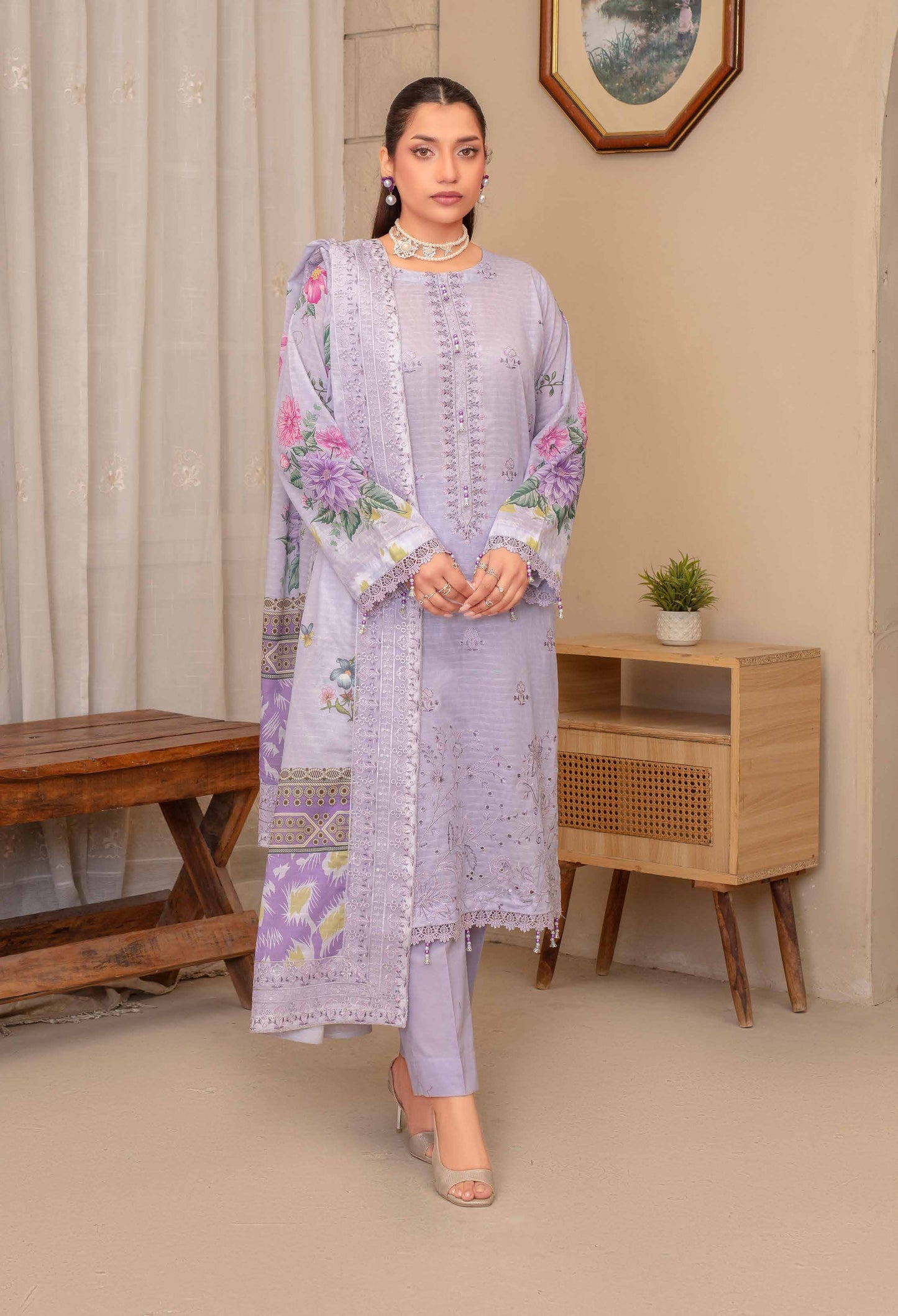 Riwayat by RangRaiz Lawn Embroidered 3 Piece A-05 - Waheed Javaid Collections