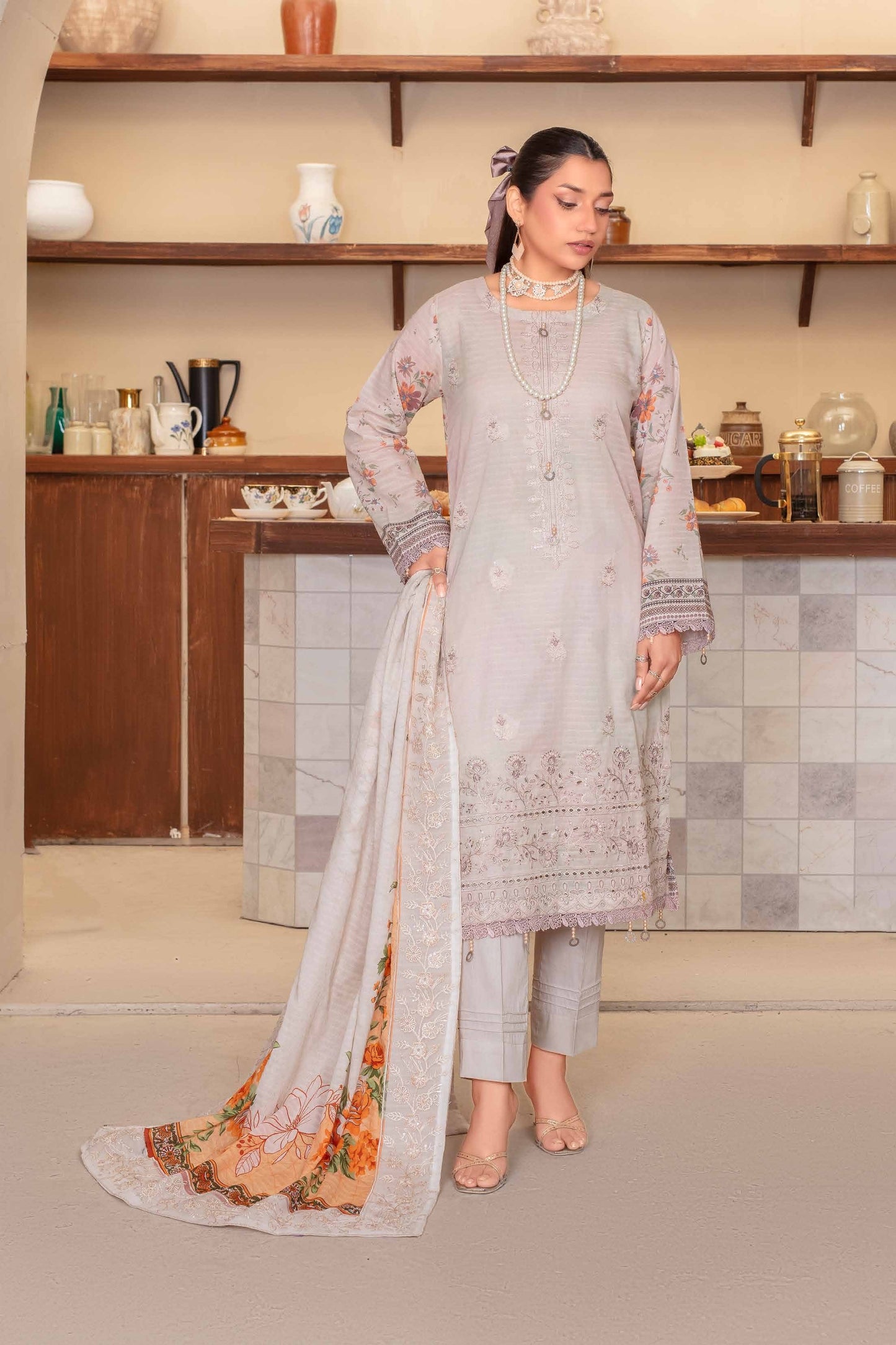 Riwayat by RangRaiz Lawn Embroidered 3 Piece A-06 - Waheed Javaid Collections