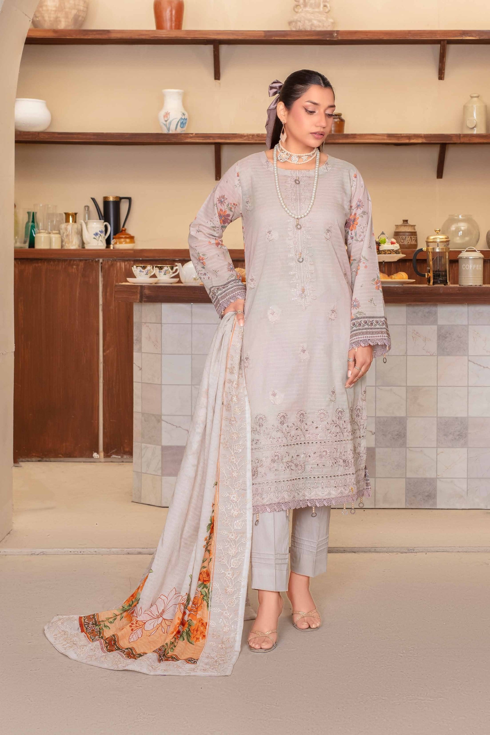 Riwayat by RangRaiz Lawn Embroidered 3 Piece A-06 - Waheed Javaid Collections