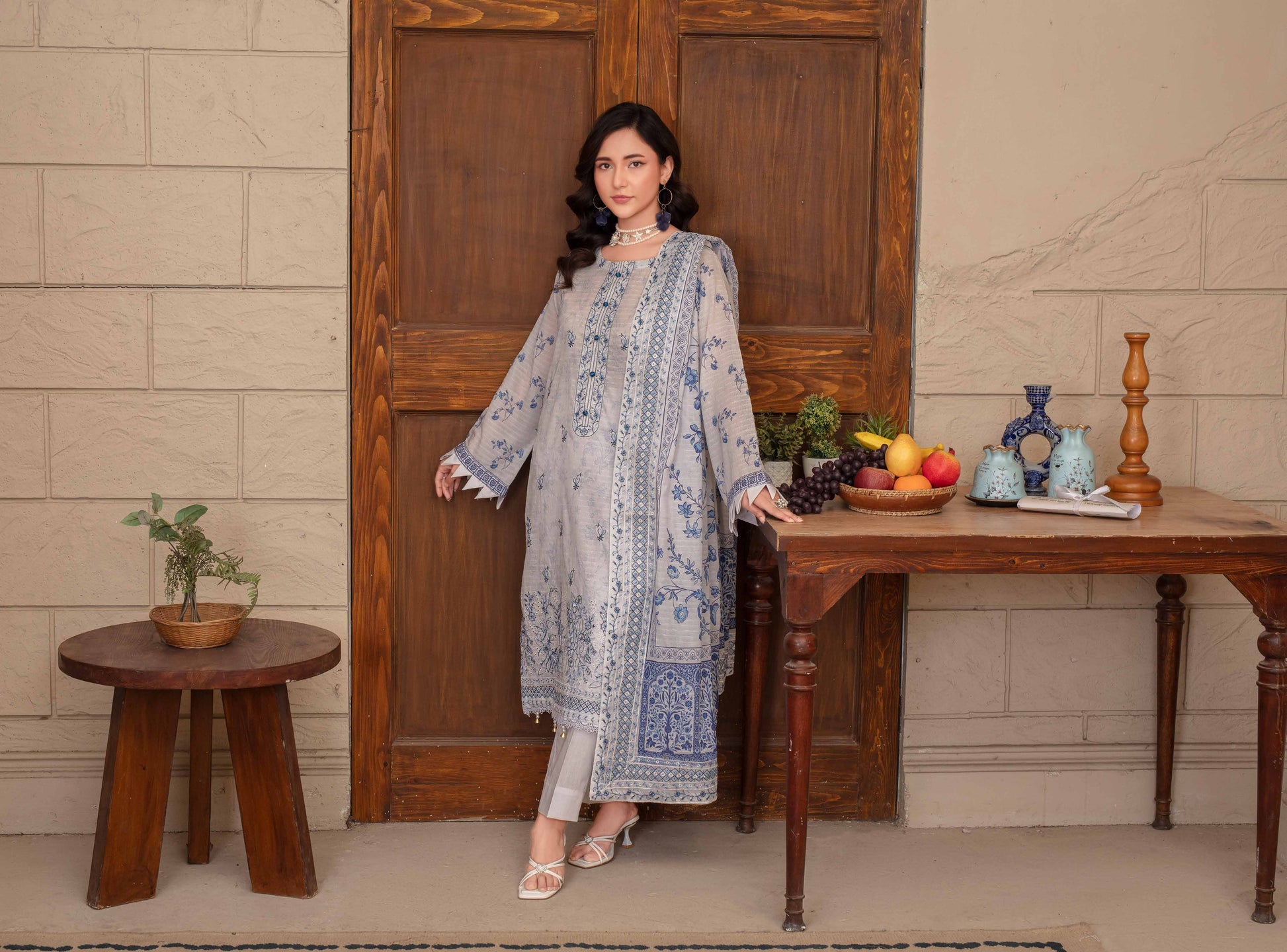 Riwayat by RangRaiz Lawn Embroidered 3 Piece A-07 - Waheed Javaid Collections
