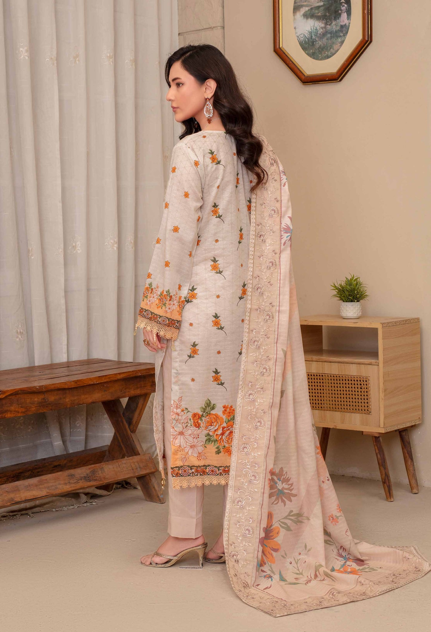 Riwayat by RangRaiz Lawn Embroidered 3 Piece A-08 - Waheed Javaid Collections