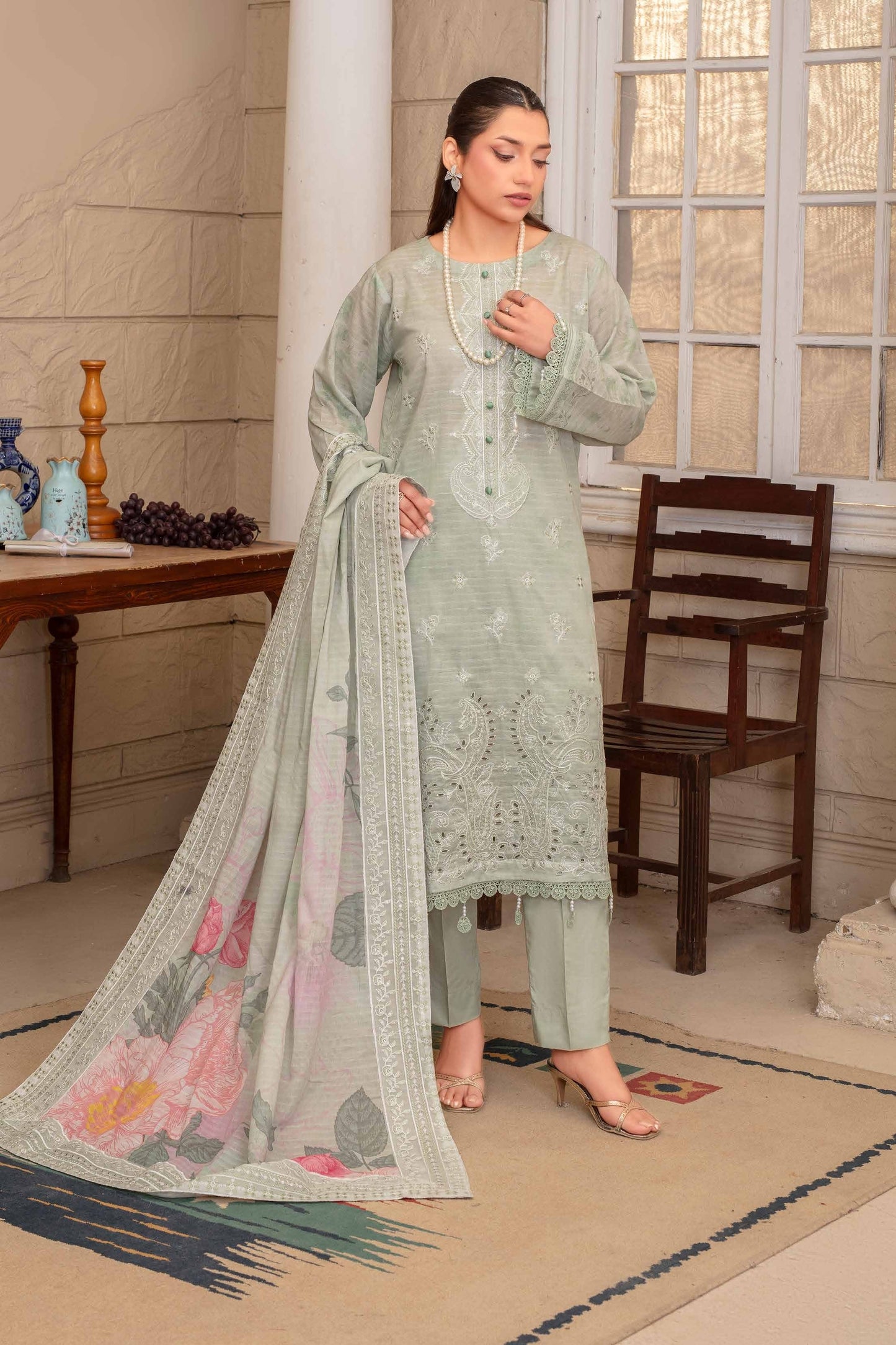Riwayat by RangRaiz Lawn Embroidered 3 Piece A-09 - Waheed Javaid Collections