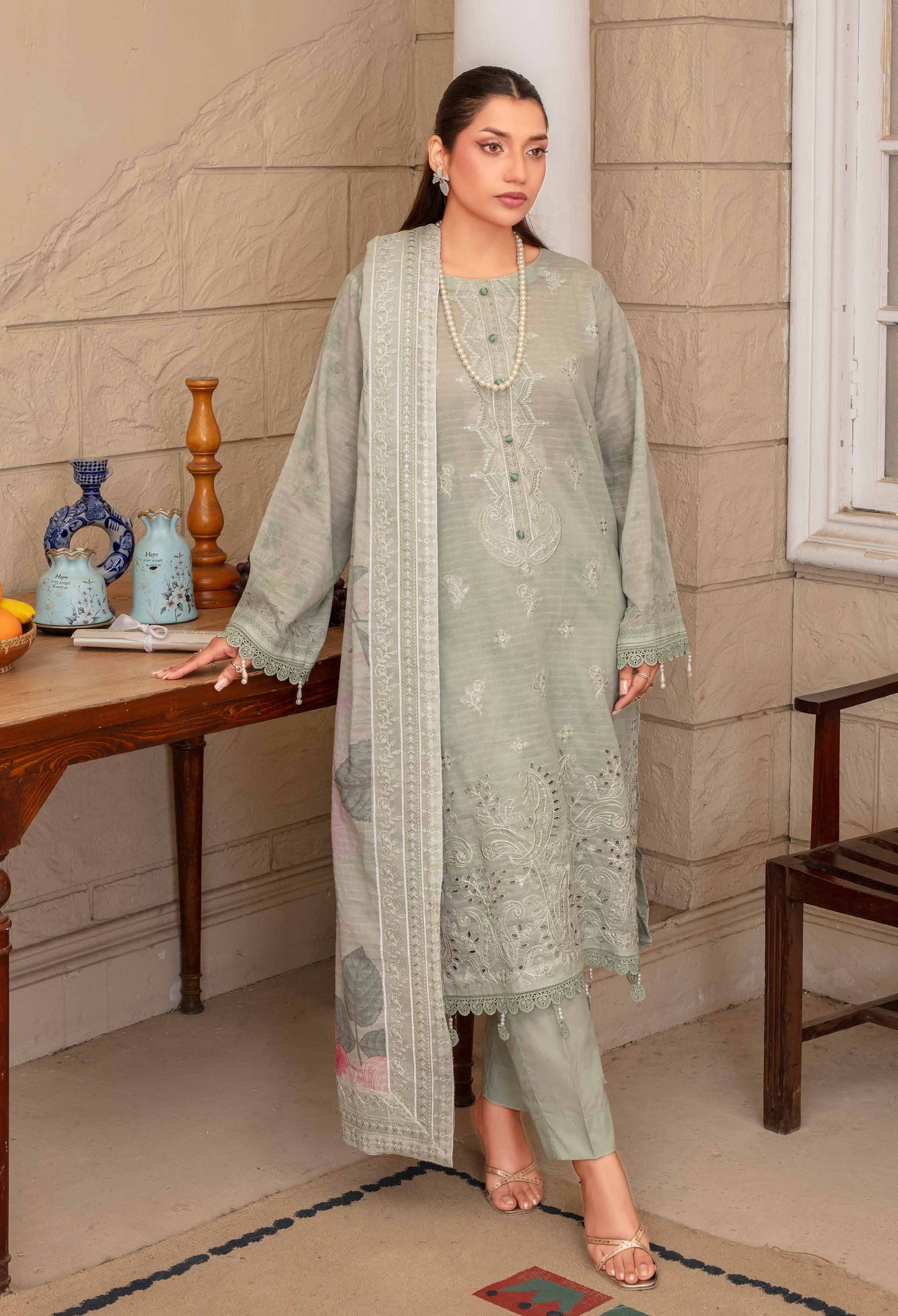 Riwayat by RangRaiz Lawn Embroidered 3 Piece A-09 - Waheed Javaid Collections