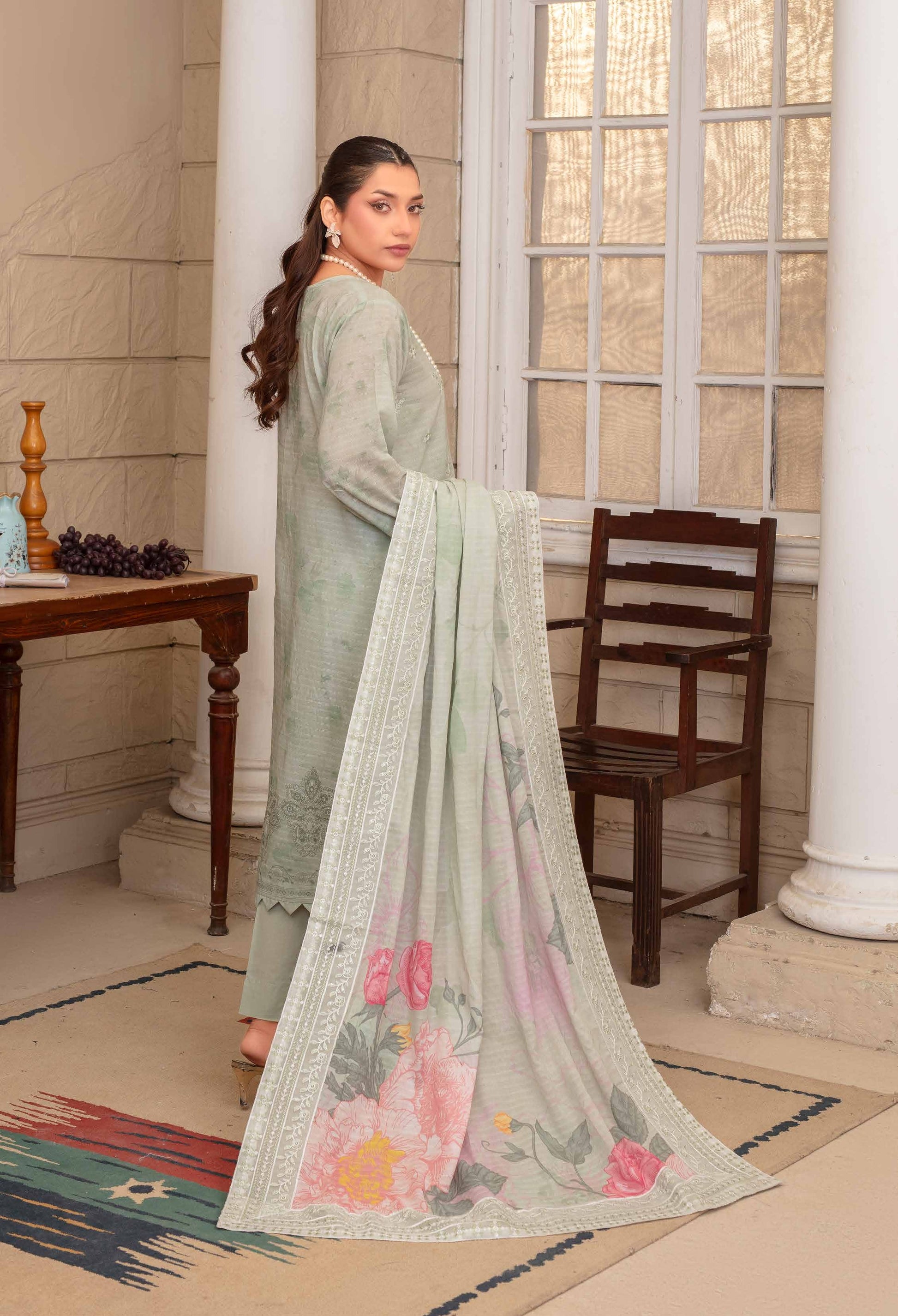 Riwayat by RangRaiz Lawn Embroidered 3 Piece A-09 - Waheed Javaid Collections