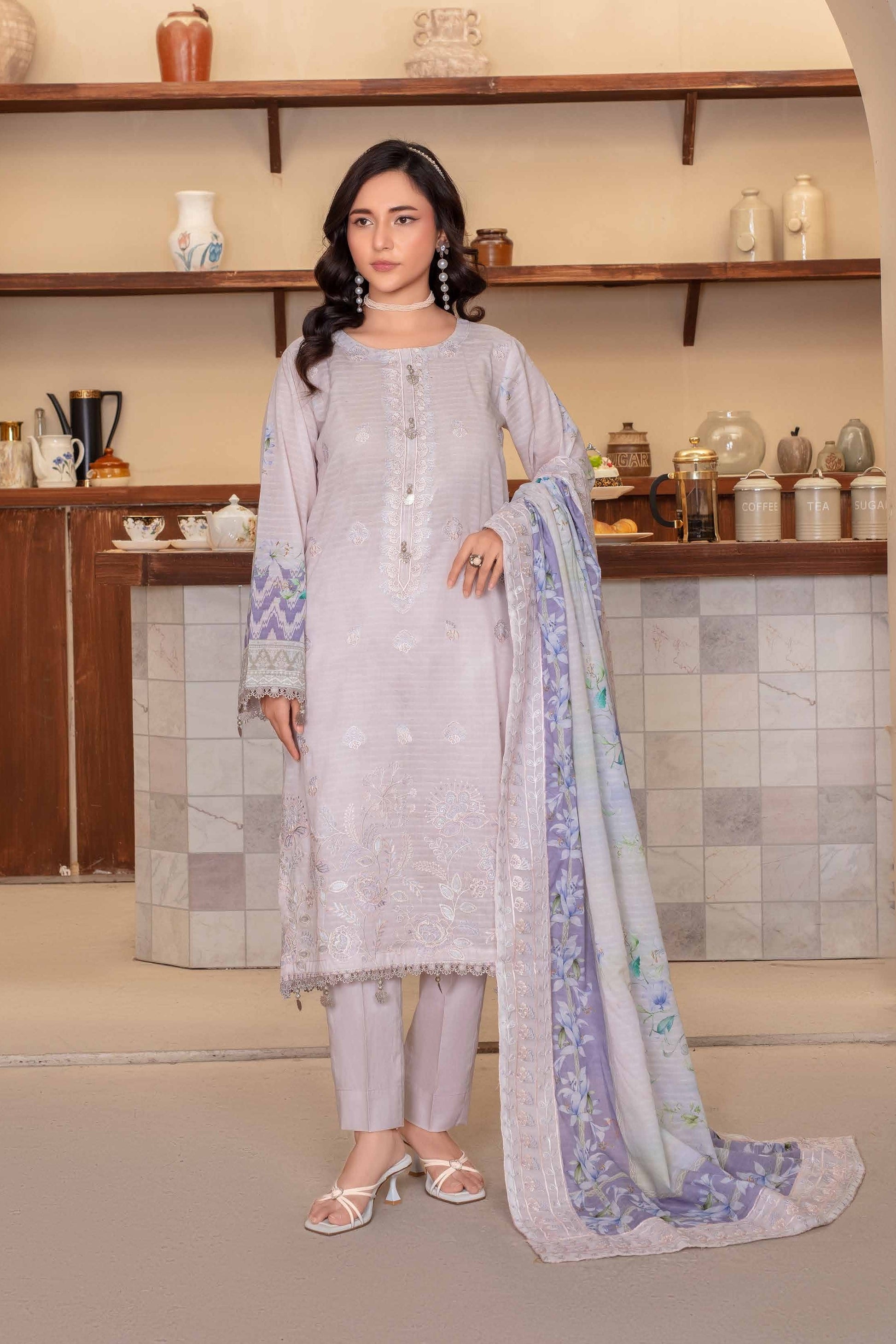 Riwayat by RangRaiz Lawn Embroidered 3 Piece A-10 - Waheed Javaid Collections