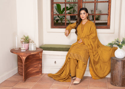 Rubab Peach Leather Embroidered D-4