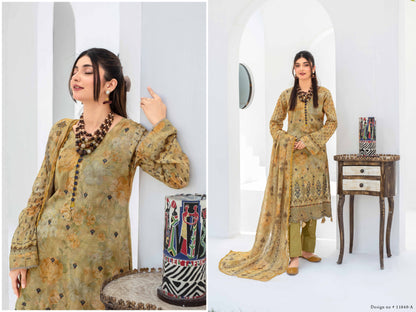 Sangat Dressline Embroidered lawn Print 01 - Waheed Javaid Collections