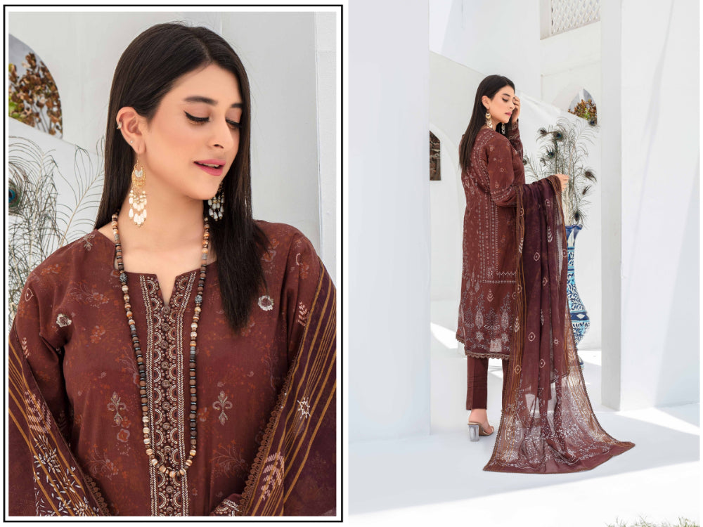 Sangat Dressline Embroidered lawn Print 05 - Waheed Javaid Collections