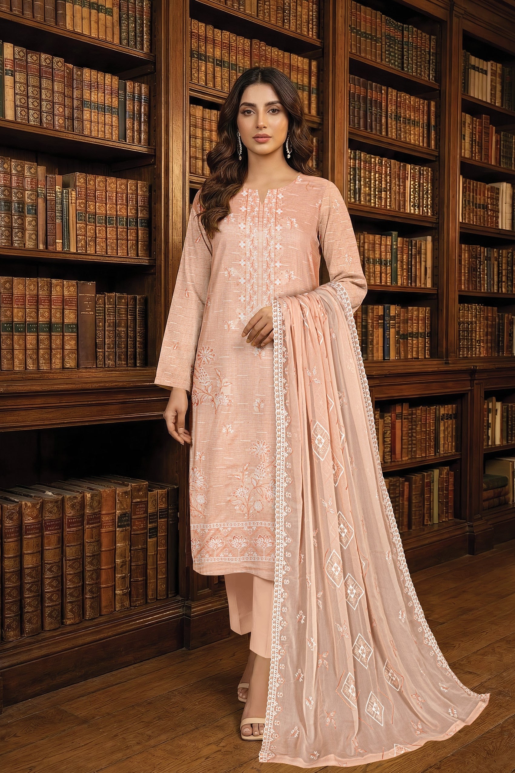 White Rose RangNoor Lawn Embroidered 3 Piece 01 - Waheed Javaid Collections