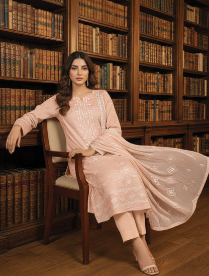 White Rose RangNoor Lawn Embroidered 3 Piece 01 - Waheed Javaid Collections