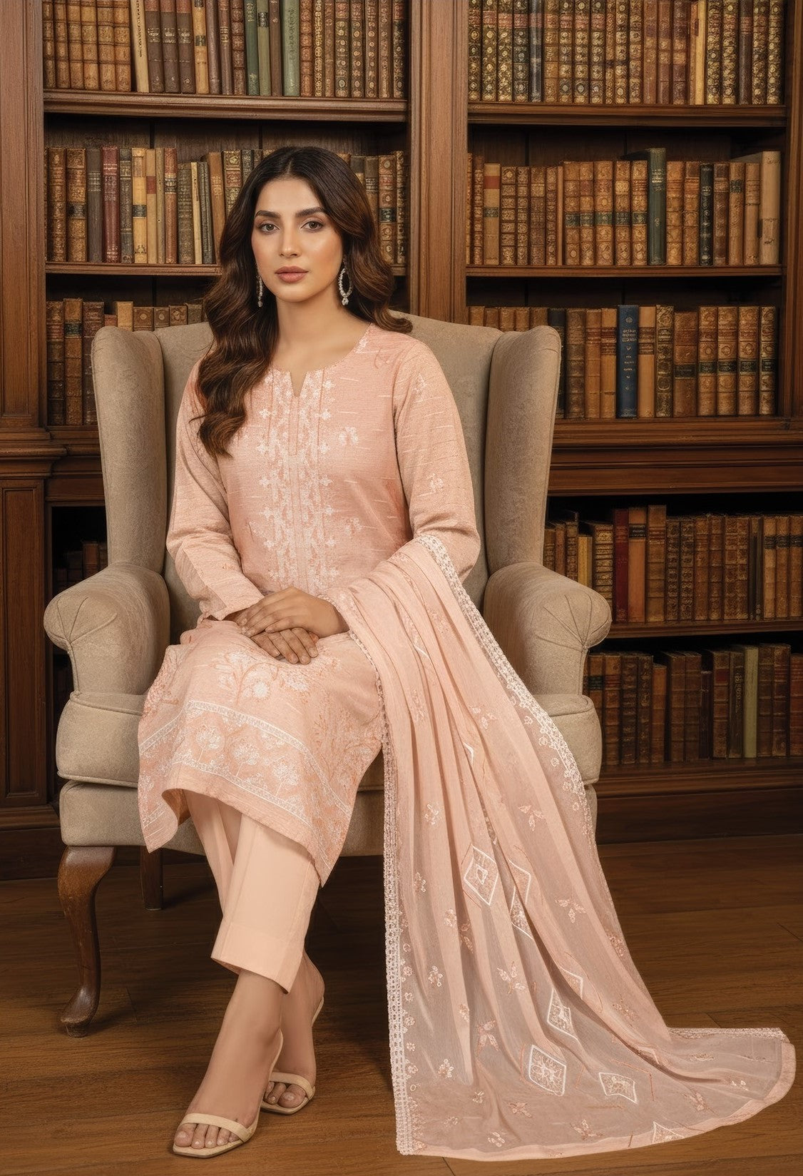 White Rose RangNoor Lawn Embroidered 3 Piece 01 - Waheed Javaid Collections