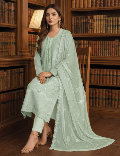 White Rose RangNoor Lawn Embroidered 3 Piece 02 - Waheed Javaid Collections